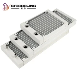 Syscooling White aluminum radiator120/240/360mm 27mm thickness G1/4 thread water cooling Heat Exchanger DIY cooling system