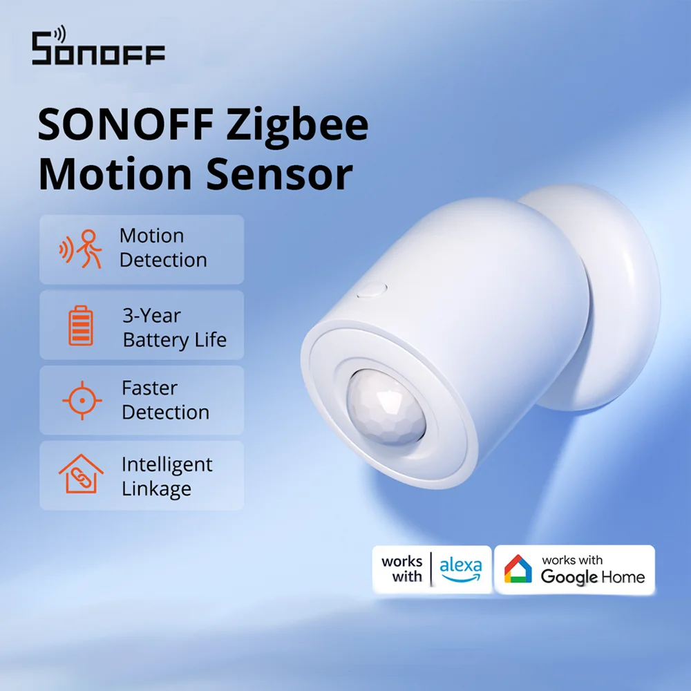 

SONOFF SNZB-03P Zigbee Motion Sensor 1-5 Pack Home Security Fast Detection Smart Scene Linkage via eWeLink APP Alexa Google