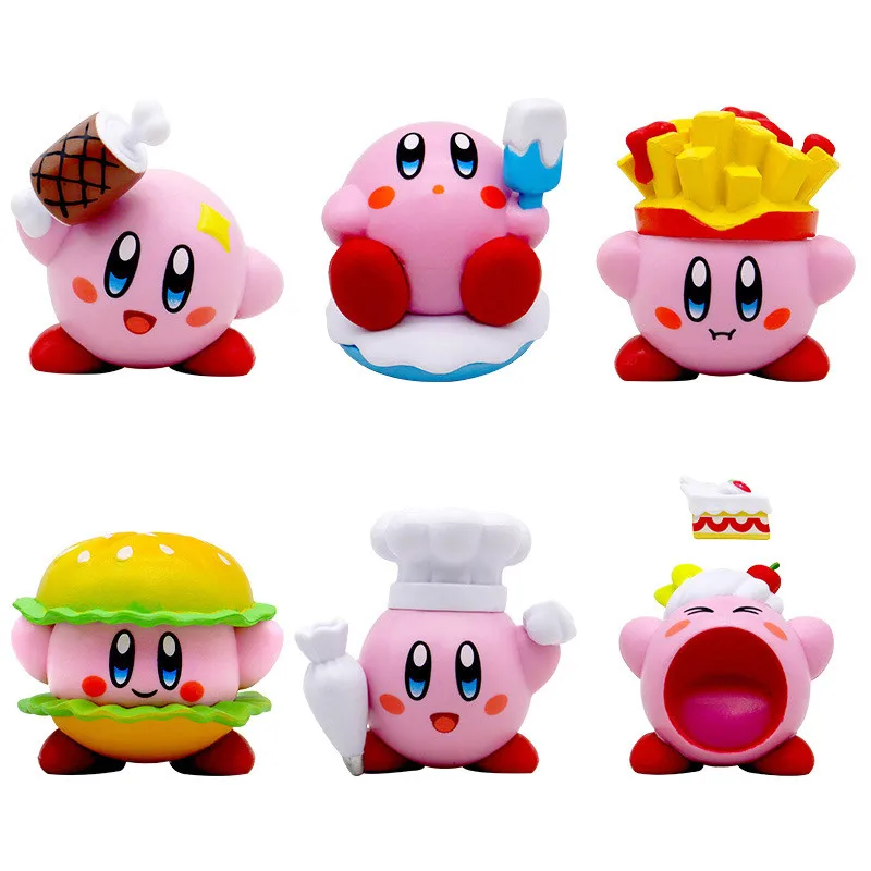 1Set mainan tokoh aksi bintang Kirby, dengan tas penyimpanan kartun Kirby PVC mainan aksi figur lucu saku tali tarik