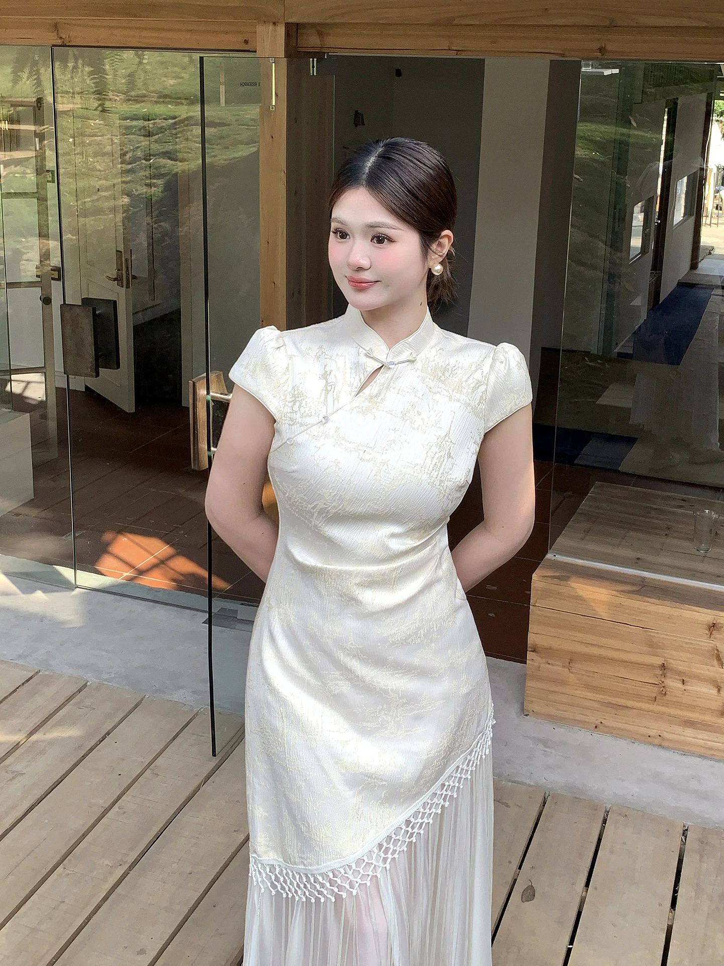 

New Chinese Style Embroidered Fake Two-Piece Dress plus Size Tassel Splicing Slimming Improved High Waist Long Skirt
