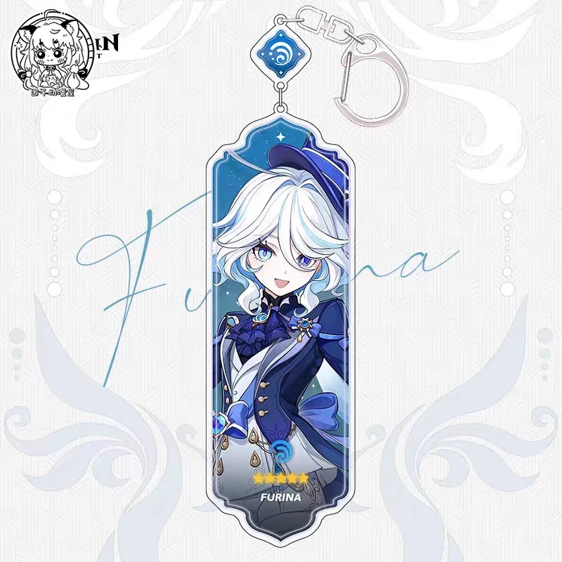 Anime Keychain Furina Hutao Sandrone Mualani Kinich Interlayer Key Chain Accessories Cute Bag Pendant Key Ring for Fans Gift