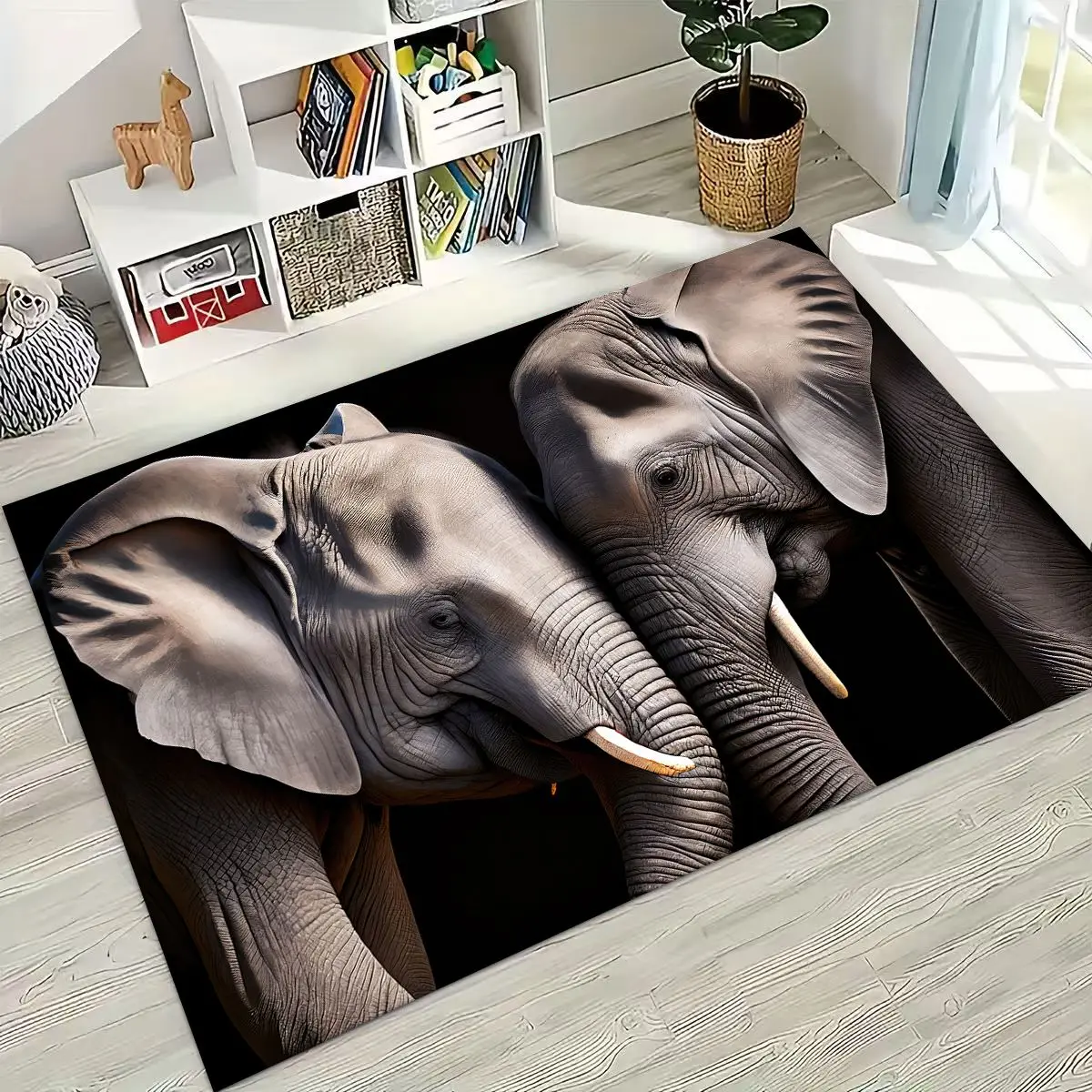 

27 Style Wisdom Elephant Cartoon Rug for Bedroom Living Room Sofa Home Doormat Decor,Large Kids Play Non-slip Floor Mat Gift