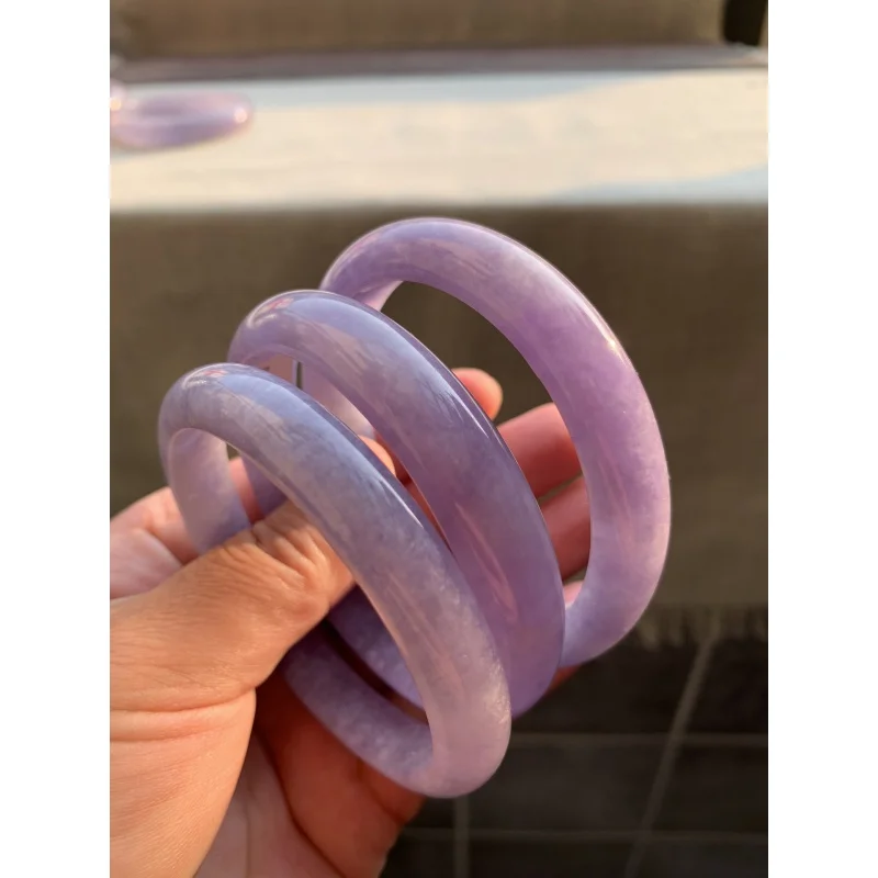 Myanmar Jade Ice Glutinous Mine Timber Kinds of Violet Pink Eggplant Blue Deep Purple Full Color Flat Bar Tire Female Bracelet J