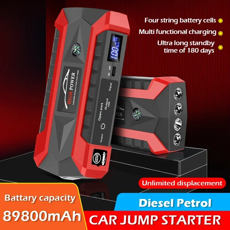 12V Car Jump Starter 1000A 89000mAh Power Bank Petrol Diesel Car Battery Charger Starting for Auto Battery Booster To Start Car