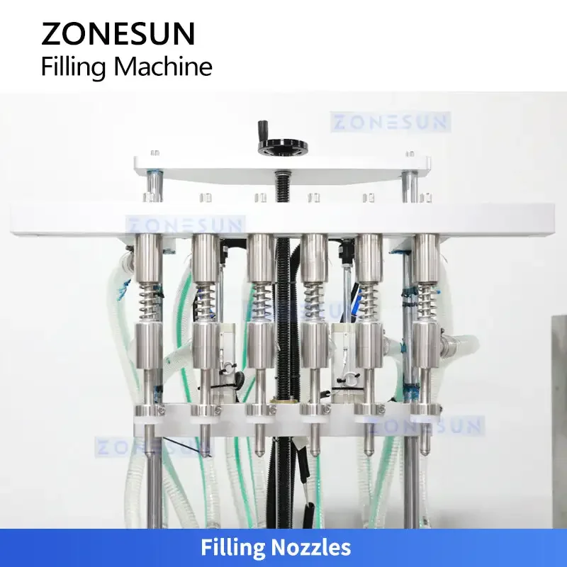 ZONESUN ZS-VTZL100 自動6ヘッド遠心ポンプ式液体レベル充填機（ウイスキー、飲料、ガム用）