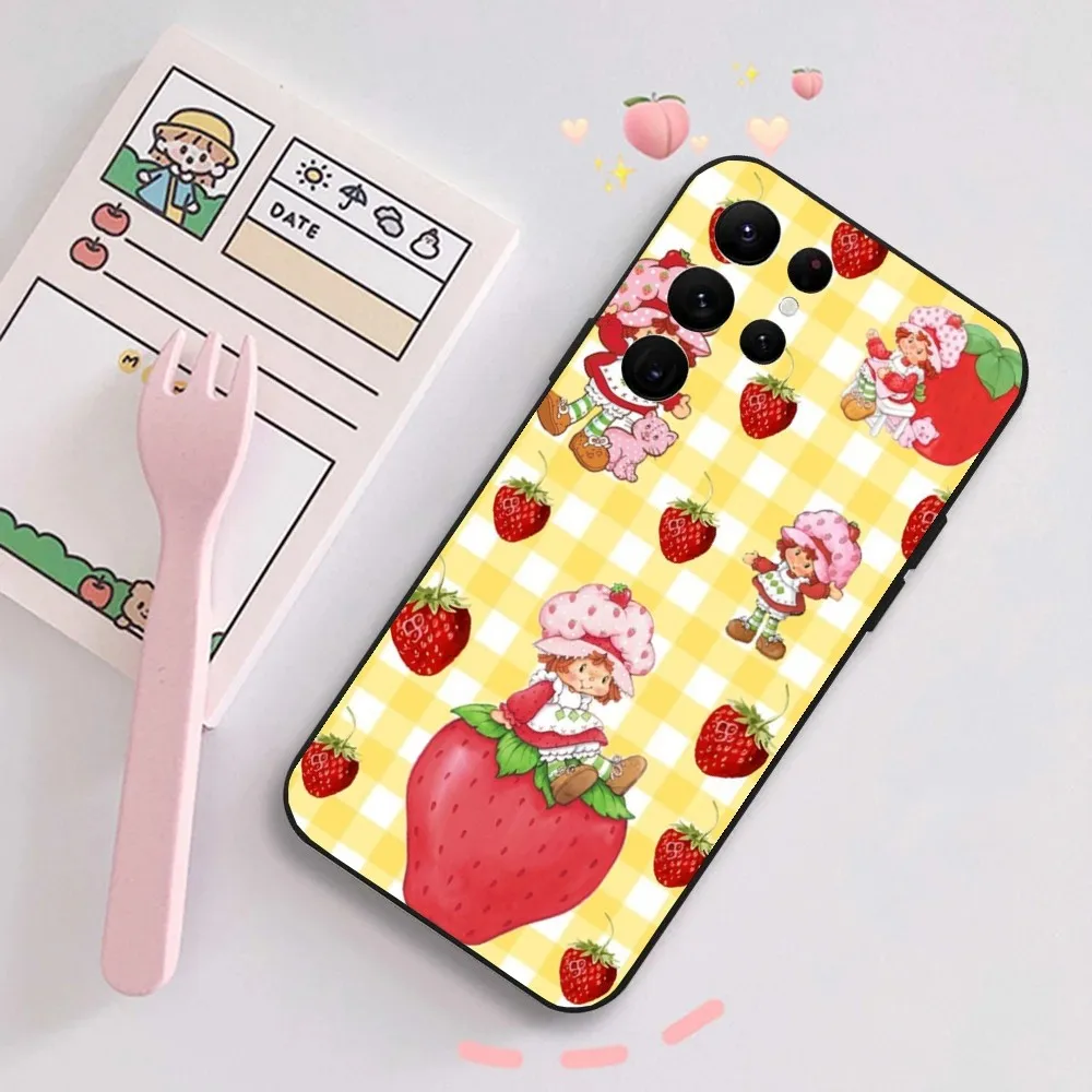 S-Strawberry pink S-Shortcake Phone Case For Samsung Galaxy A20,A21s,A22,A31,A32,A52,A53,A72,73,A80,A91Soft Black Cover