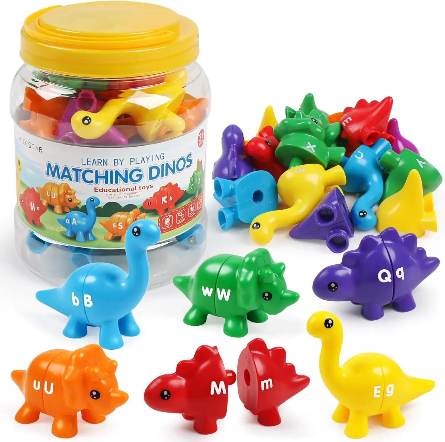 

Matching Dinosaur Toys,Double-Sided Alphabet Learning Toy,Fine Motor Toys,ABC Alphabet Letters Uppercase Lowercase Letters Sorti