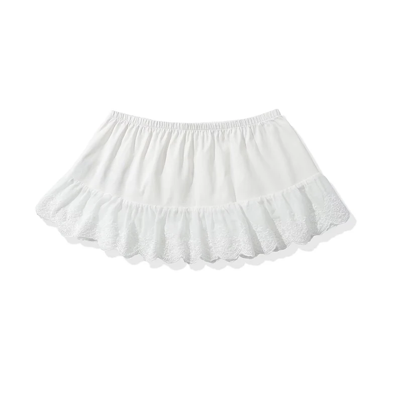 2025 Women Floral Embroidery Sexy Low Waist A-line Mini White Skirt Sweet Girl Cotton Holiday Summer Skirts