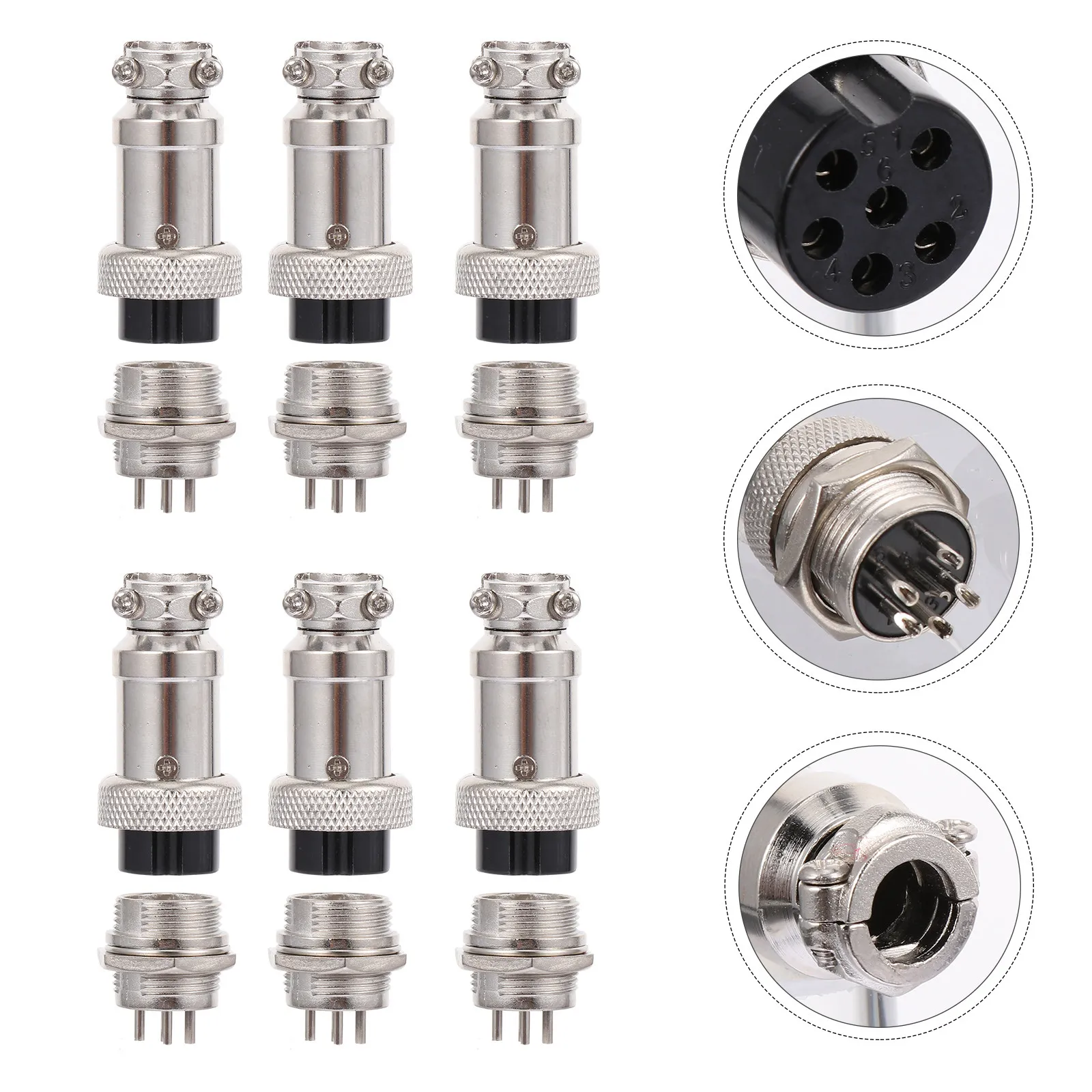 12Pcs Aviation Plug Circular Connector 6 Pin Reliable Cable Joint for Electrical Equipment Measurement Systems