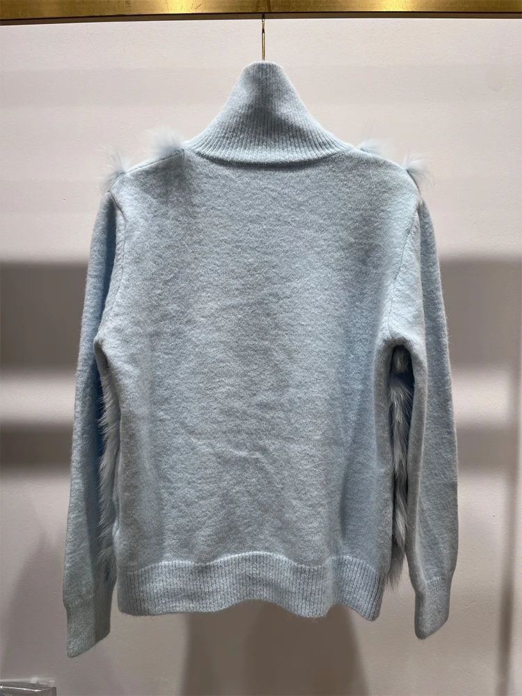 2025 جديد أزياء المرأة الخريف ريال فوكس الفراء سترة مشغولة من الصوف ملابس علوية بأكمام طويلة للربيع تصميم خاص سترة الإناث السترات الفاخرة