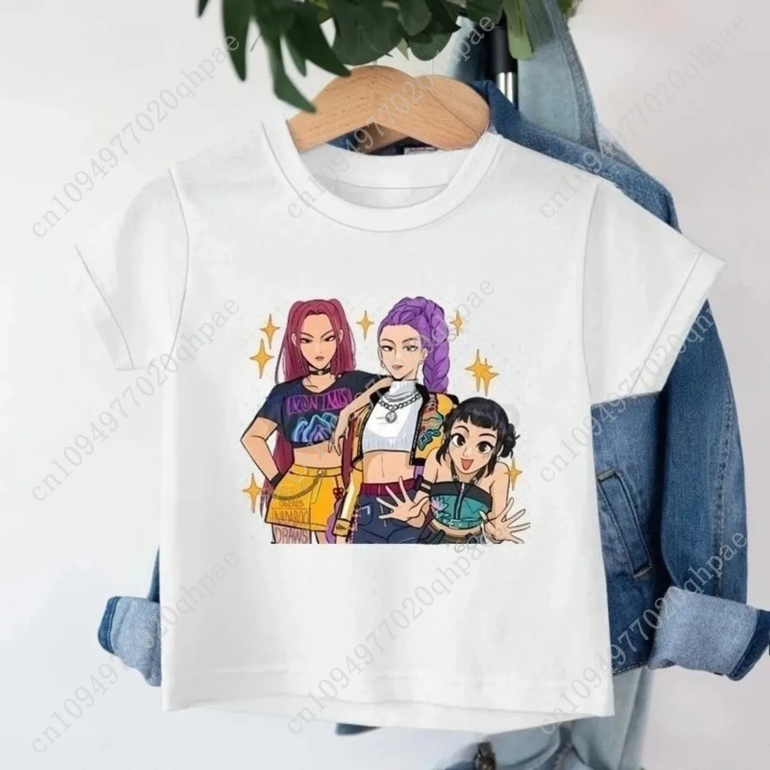 أطفال تي شيرت KPop شيطان الصيادين طباعة موضة بلايز عادية 2025 فيلم طاقم الرقبة الكرتون الفتيات الفتيان المحملة ملابس طفلة عادية #5