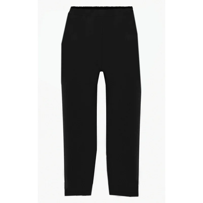 2025 سراويل أنيقة عادية الخصر مستقيمة الساق للنساء مرونة الخصر التخسيس الصلبة الأسود مكتب السراويل اليومية #1