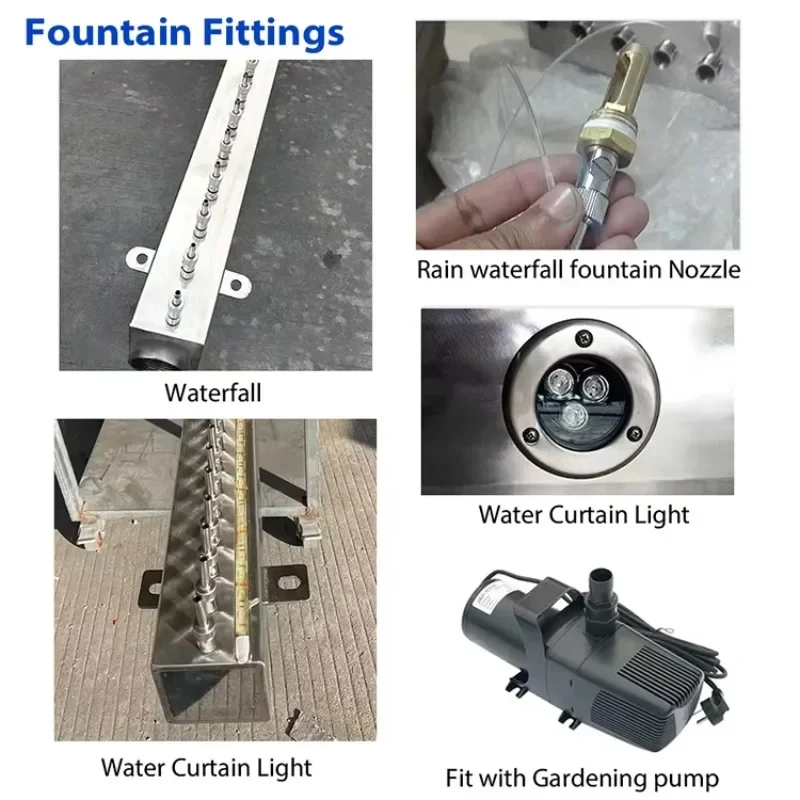 Tenda da pioggia in acciaio inossidabile Fontana a cascata Caratteristica dell'acqua per esterni con luce a LED Ideale per la decorazione della casa del cortile della villa del giardino