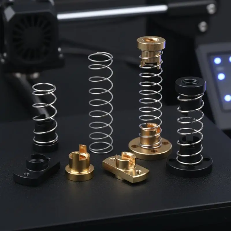 T8 Spring‑Loaded Anti‑Backlash Nut, Brass POM Gap Elimination Nut, 2mm 4mm 8mm Lead for Ender 3D Printer Parts