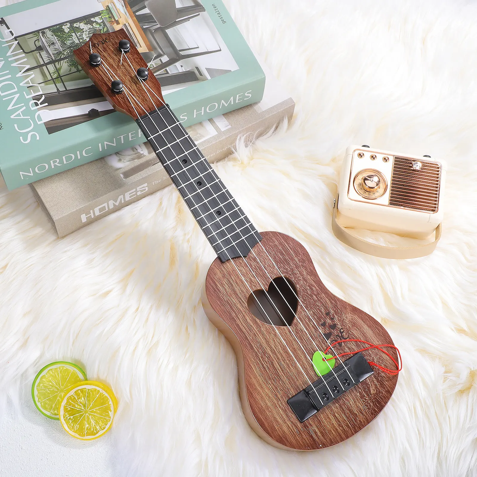 

Мини-укулеле 44 см, кофейного цвета, маленький музыкальный инструмент для детей, для изучения гавайской гармонии, подарок для раннего развития