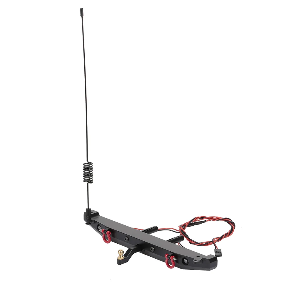 1/10 Metallstoßstange RC Heckstoßstangen mit Antenne Anhänger Heckhaken 2LED Licht Aluminiumlegierung für Scx10 RC Crawler RC Heckstoßstangen