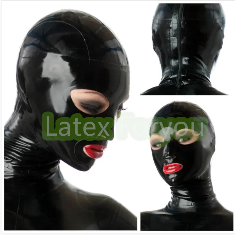 100% Latex Hood Cosplay Halloween Open Eyes and Mouth for Beautiful Girl Rubber Mask Handmade Club Wear Costumes for Women