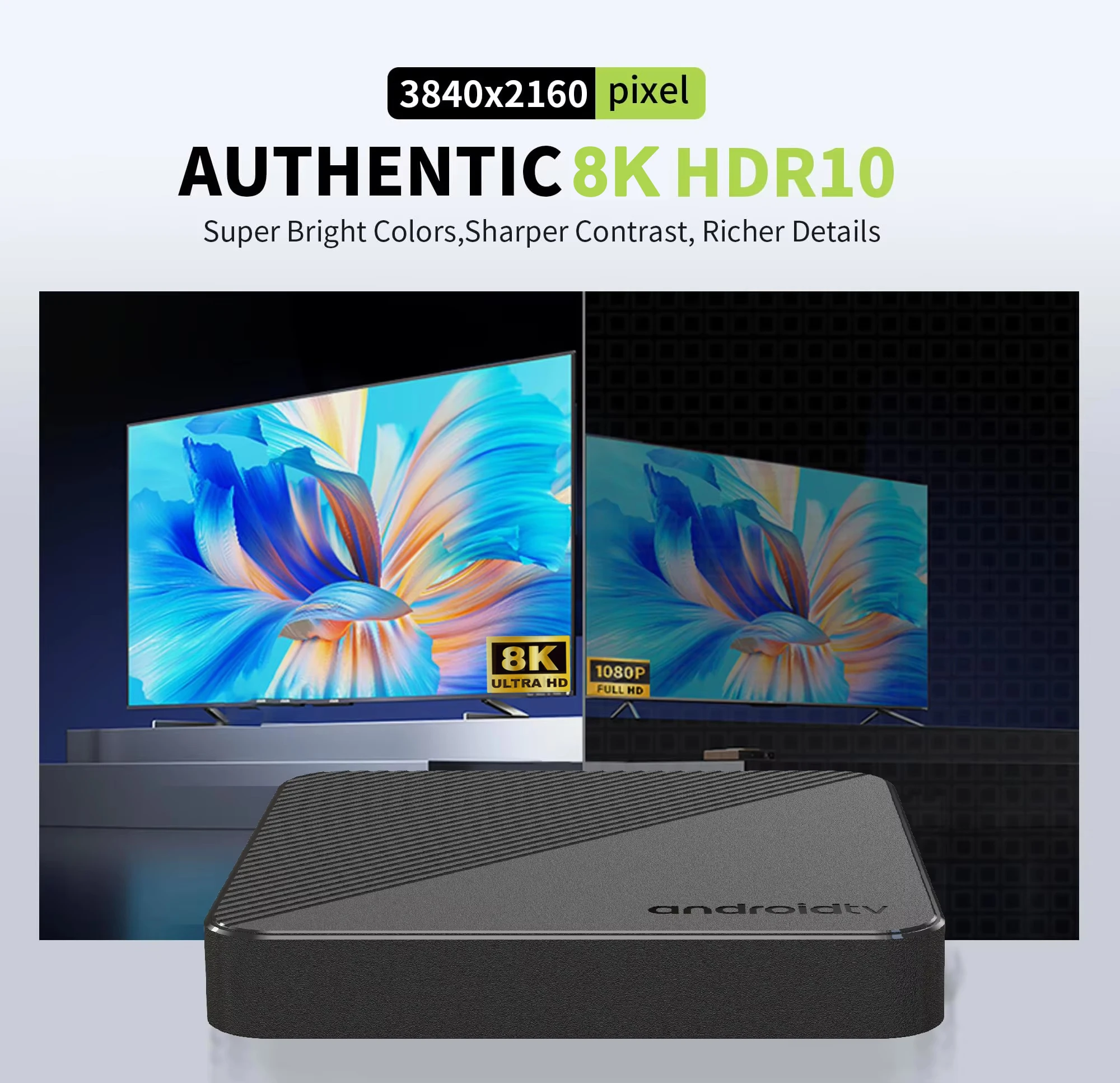 Android 14.0 Smart TV Box 8K Video فك BT 5.4 Google Assistant HDR 10+ Allwinner H313 2.4G/5G WiFi Media Player Set Top Box