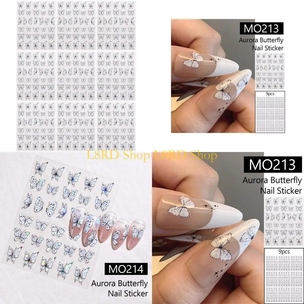 

L8RD 9 листов самоклеящиеся наклейки для ногтей наклейки для ногтей бабочки наклейки для ногтей