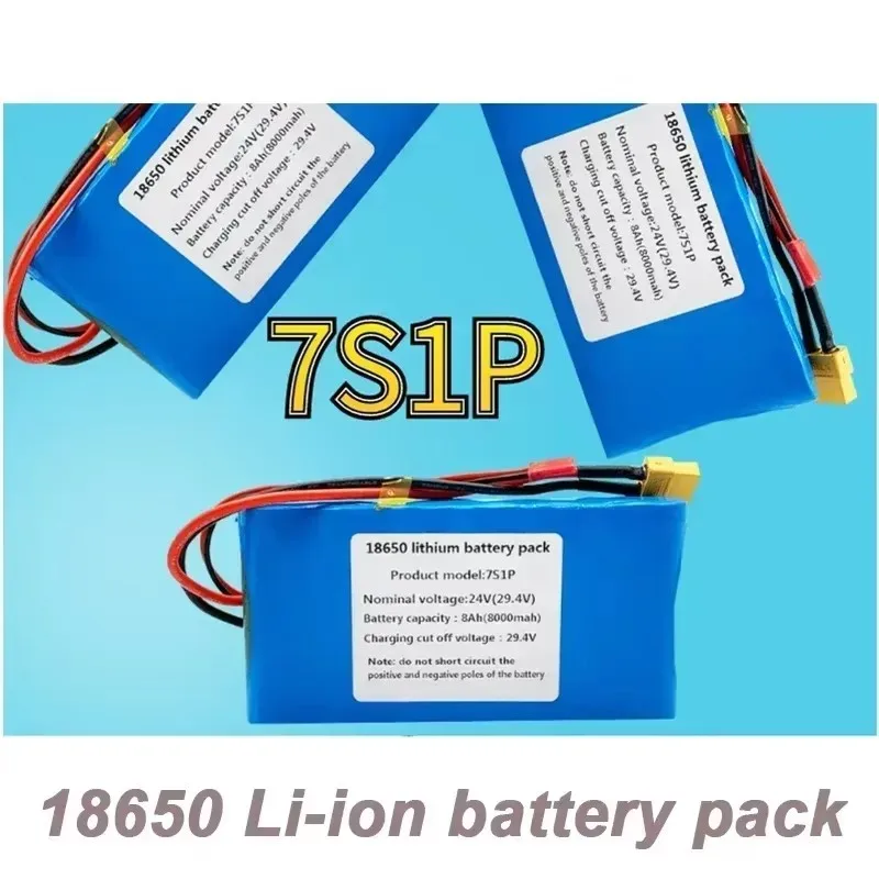 New 7s1p 24V 8000mah 18650 lithium ion battery pack  for scooter toy bicycle with built-in BMS and charger sales Free Shipping