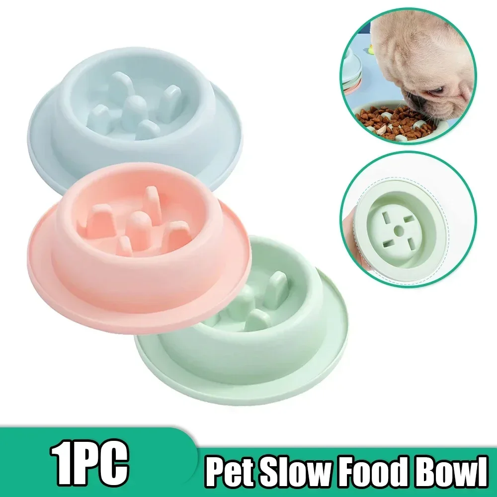 Pet Slow Food Bowl Dog Anti-Suffocation Bowl Slow Food Plastic Cat Puppy Bowl Anti-swallowing Plate Healthy Feeding Food Bowl