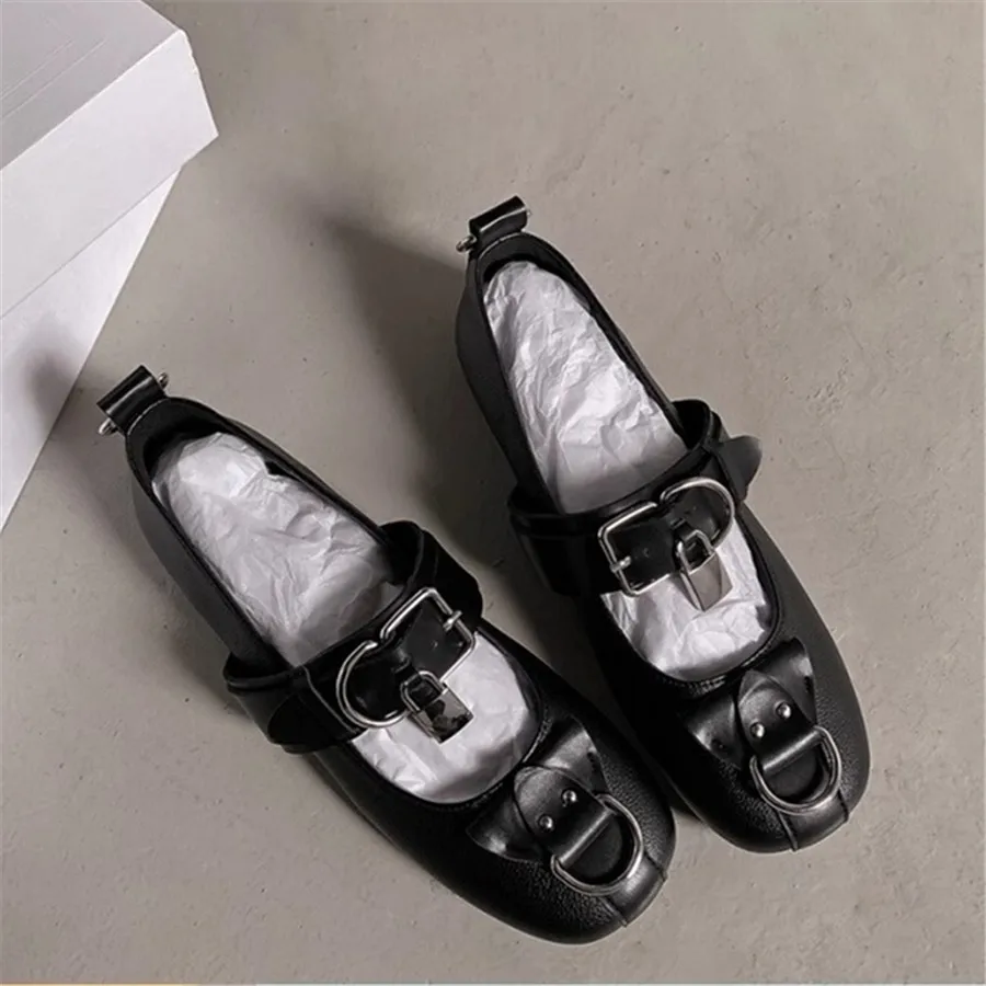 2024 New Women Ballet Flats Metal Buckle Decor Walking Loafers Ladies Mary Jane Designer Padlock Espadrilles Outdoor Flat Shoes