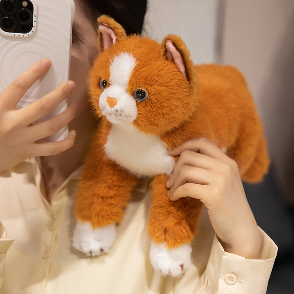 

35 см пушистый оранжевый кот, фаршированные сельскохозяйственные животные, обнимашки, черный котенок, плюшевые игрушки, кремовый кот, мягкие куклы, обнимаемые плюшевые подарки