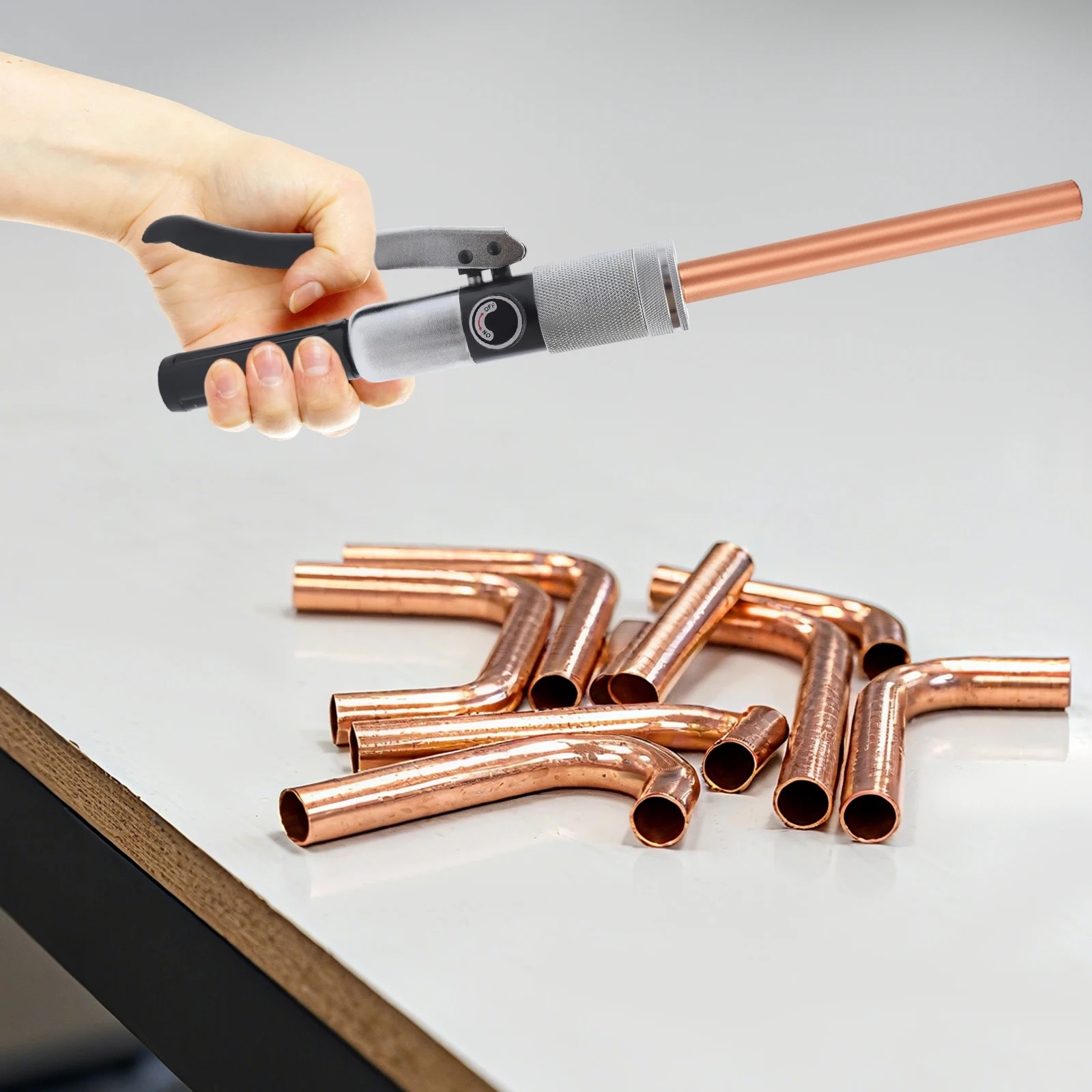 

Hydraulic Tube Expander, Tube Expander Tool with Tube Cutter and Deburring Tool, 45# Steel Aluminum Alloy, with 7 Dies 3/8"-1-1/8", for Expanding Copper, Aluminum Tubes