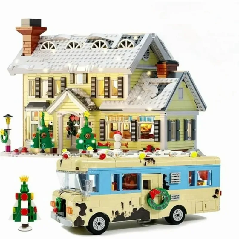 

Рождественский праздничный дом и набор строительных блоков для автофургонов Снежная деревня Автомобиль Кирпичи Игрушки Подарки для семьи и друзей (1726 шт.)