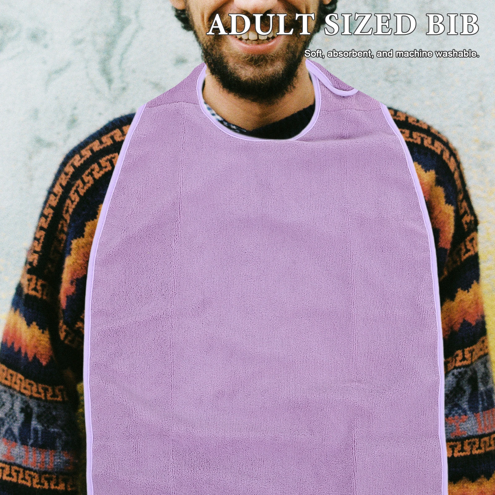 

WaterProof Adult Bibs Washable Aprons ClothingProtector Mealtime LargeSize PurpleColor ElderlyFeeding SoftAbsorbent