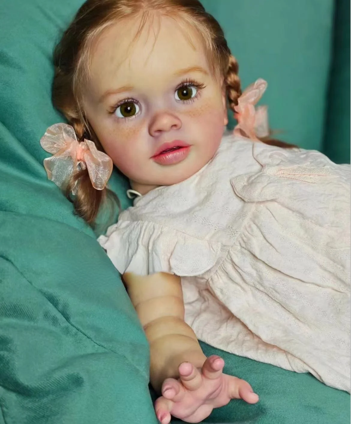 FBBD Customized Limited Supply 26inch Reborn Baby Doll Pippa With Freckles On the Face With Same Hair Already Finished Doll