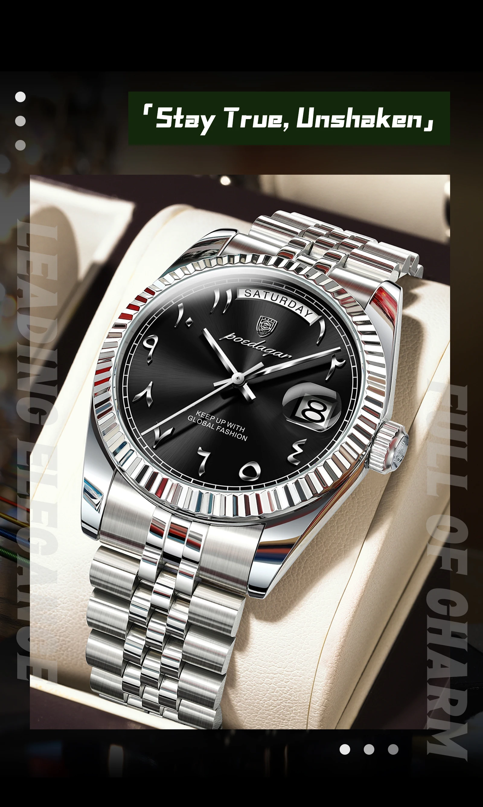 POEDAGAR Modische Casual Herrenuhr Wasserdicht Edelstahl Herren Armbanduhr Datum Wochentag Quarz Business Herrenuhren Reloj Hombre – Detail 5