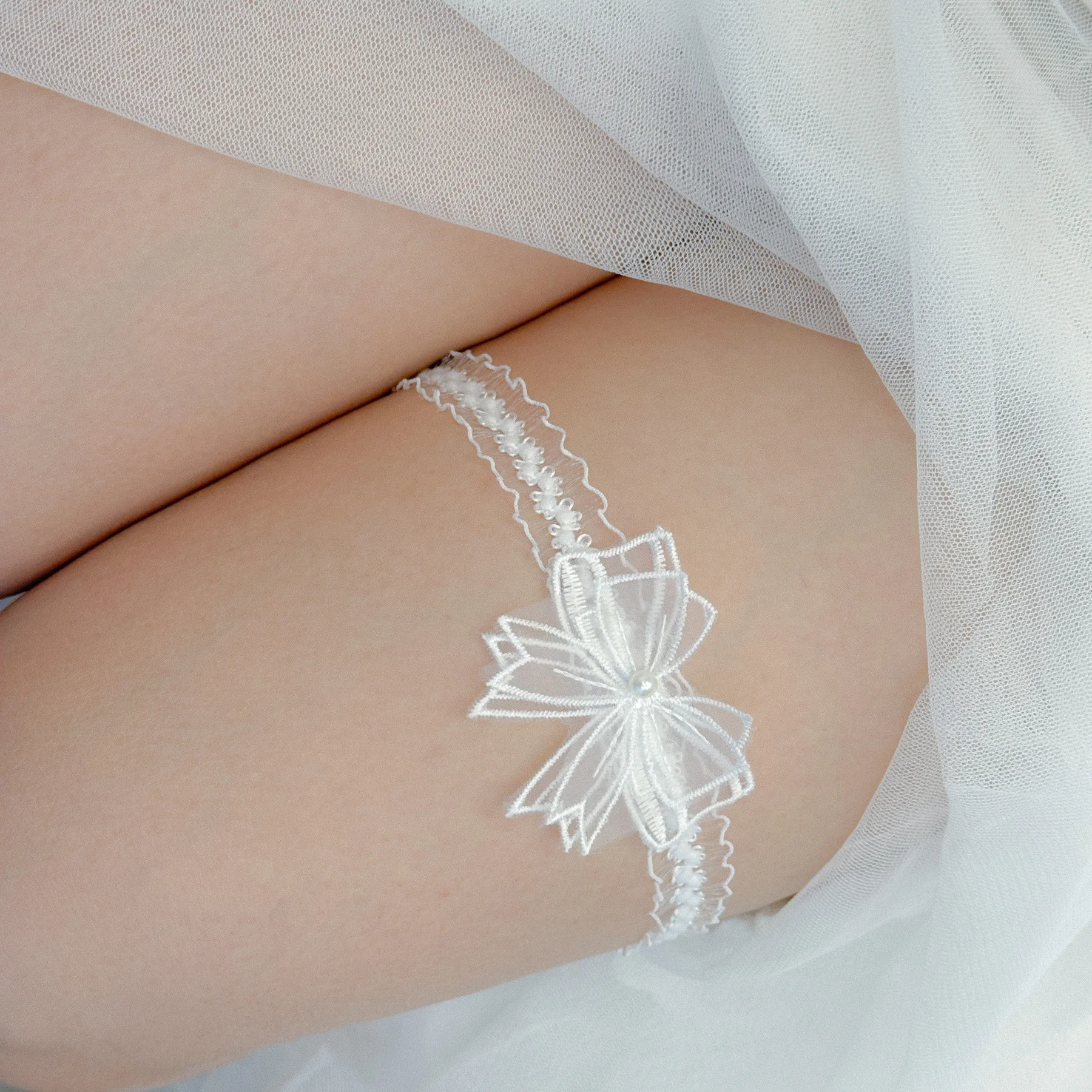 1PC Classic White Butterfly Thigh Leg Garter Bridal Wedding Garter Belt For Women Cosplay Wedding Accessories Legwear image 2