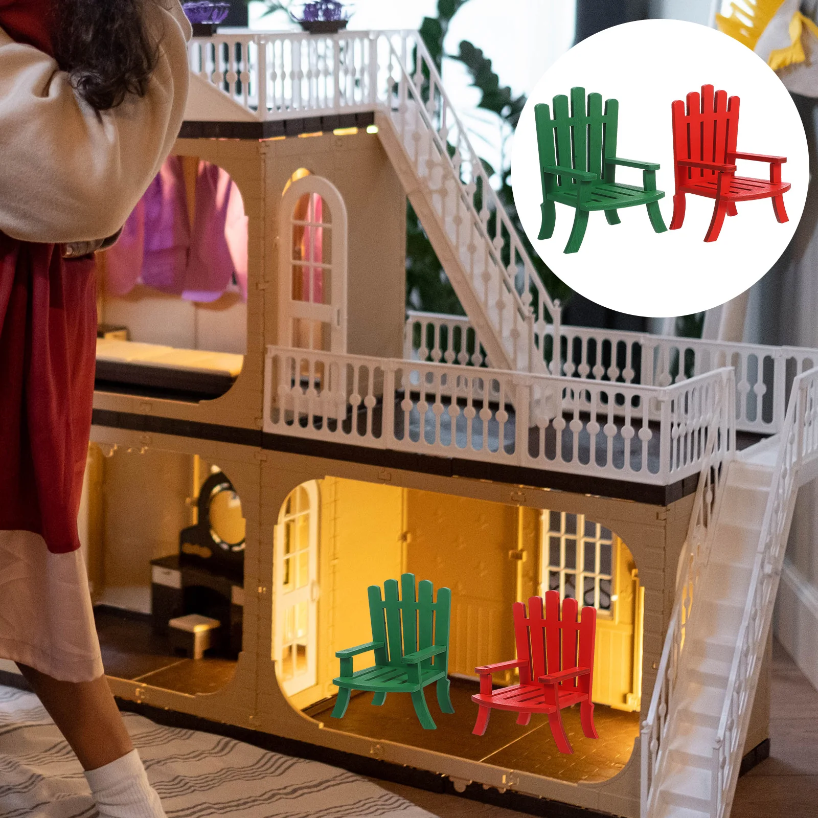 

2Pcs Miniature Wood Beach Chairs 1:12 Scale Dollhouse Furniture Authentic Coastal Decor for Creative Projects Mini Beach Chair