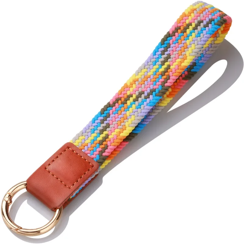 Braided Wristlet Keychain, Cute Wrist Lanyards for Keys, Upgraded Stretchy Key Chain Holder for Women Men, Leather Car Keychain