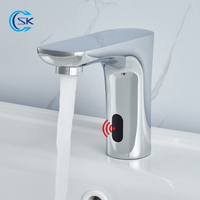 Chrome Smart Sensor Basin Faucet For Bathroom.Touchless Cold Hot Water Mixer Tap.Battery Powered Touch Free Infrared Sink Taps.