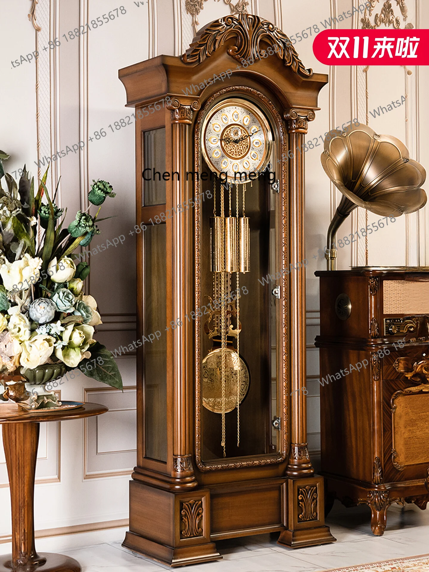 

Floor clock Living room Household American light luxury seat Vertical seat clock European old-fashioned pendulum clock