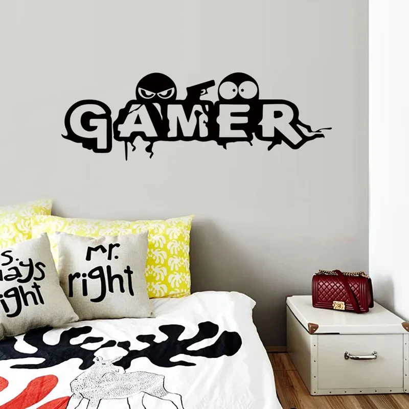 Creative Gamer Pattern Wall Sticker For Boy Children Room Decoration Mural Self-adhesive Art Decals Cartoon Game Room Wallpaper