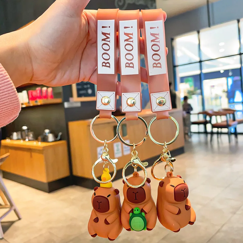 Cute Capybara Keychain Cartoon Funny Kapibara Figure Toys Pendants Keyrings For Men Women Backpack Chain Kids Birthday Gift