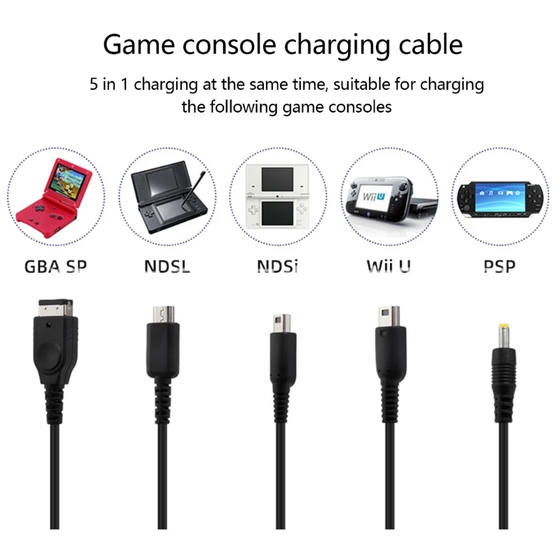 5 in 1 Charger for NDSL/WiiU/New 3DS XL 3DS XL 2DS DsiXL for NDS/GBASP/PSP1000 2