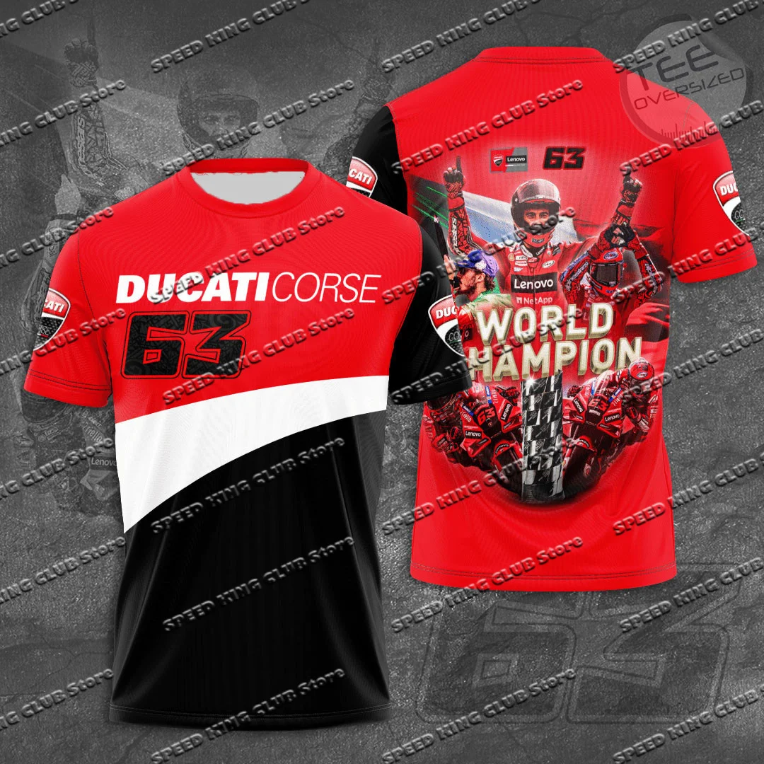 Moto GP Francesco Bagnaia Ducati 3D Printed Motorcycle T-shirt Men's Clothing Street Cycling Jersey Quick Drying Cycling Clothes