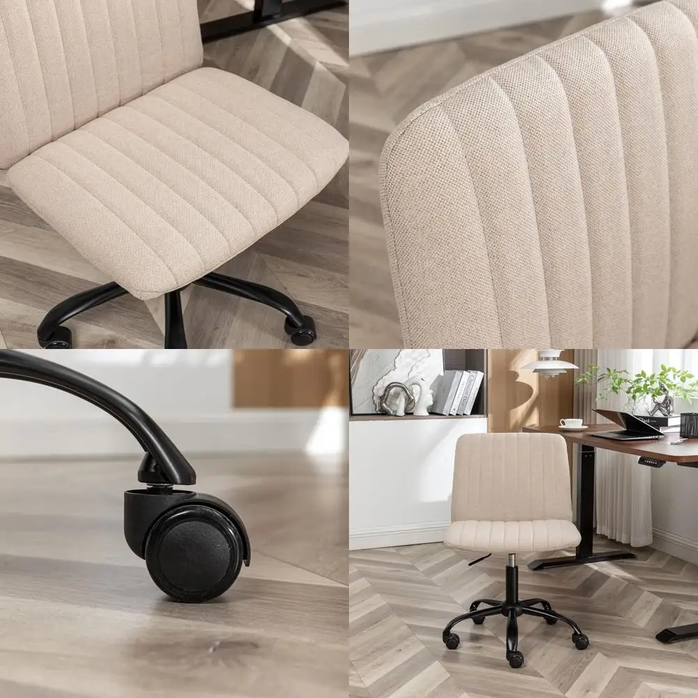 

Вращающееся кресло из дышащей ткани, регулируемая высота, бежевый цвет, 360° ° Вращающееся кресло для комфортной работы из дома