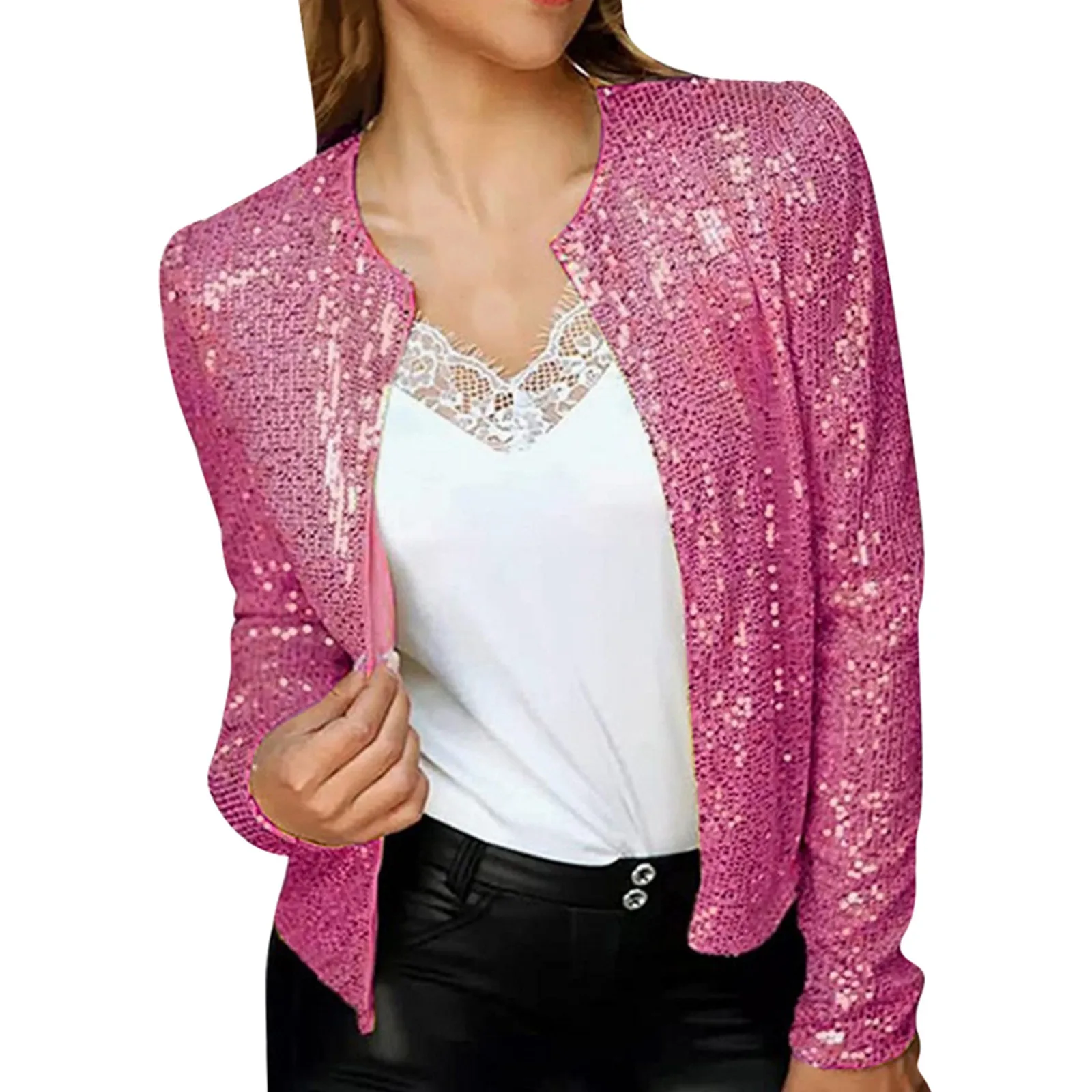 

Women's Fashion Sequin Short Casual Jacket Womens Warm Jackets