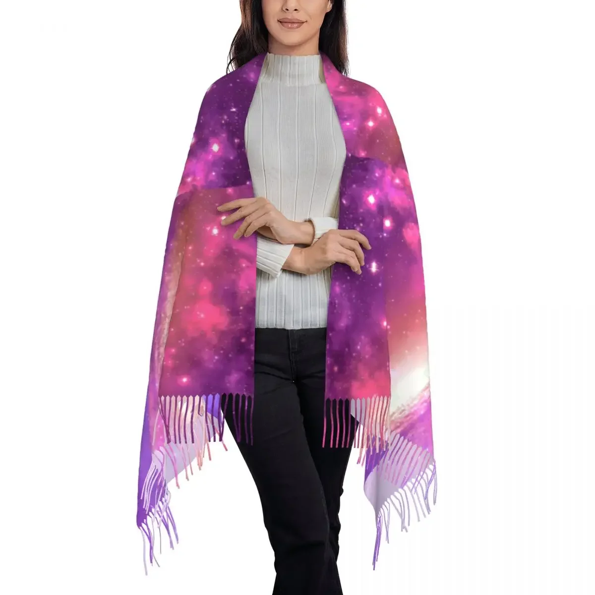 Galaxy Scarf Men Women Colorful Print Scarves Wraps with Long Tassel Winter Popular Shawls Wrpas Warm New Design Bufanda