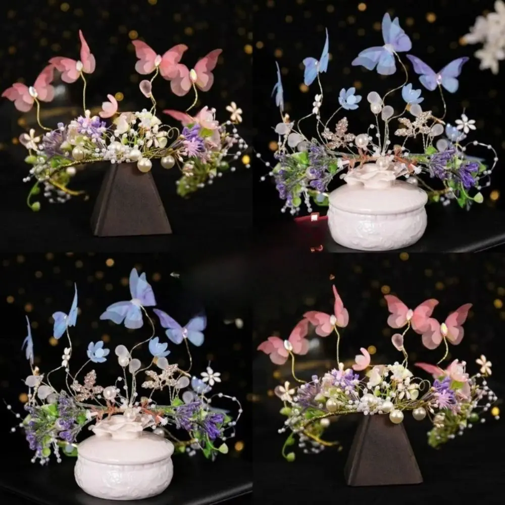 

Creative Forest Garland Headdress Butterfly Floral Crown Wedding Head Princess Headband Head Hoop Girls