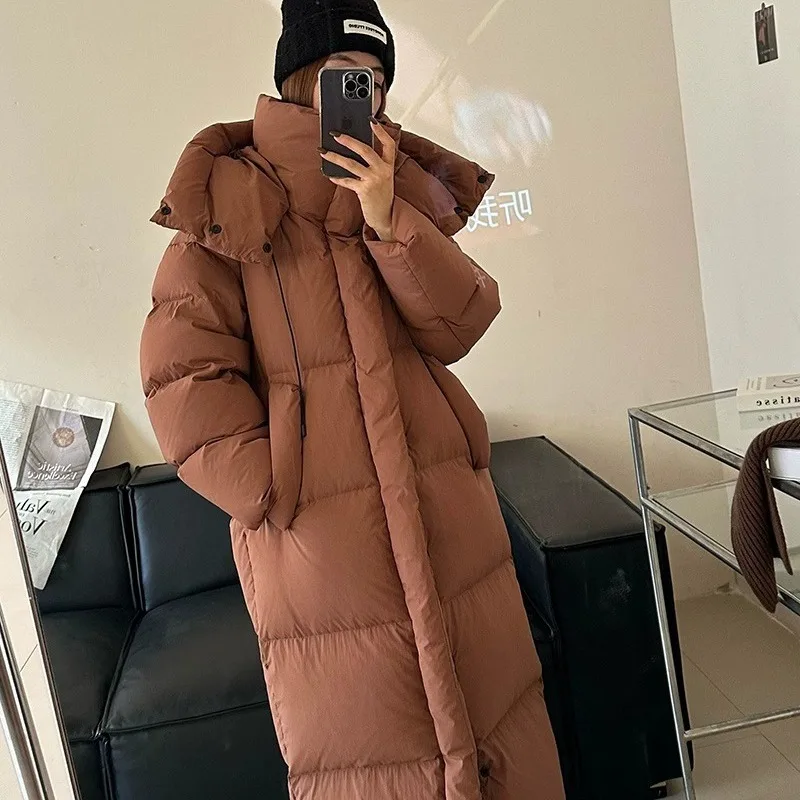 Women's Long Hooded Down Jacket, Knee-Large Quilt, Warm Coat, Korean Version, New Fashion, Autumn and Winter, 2024