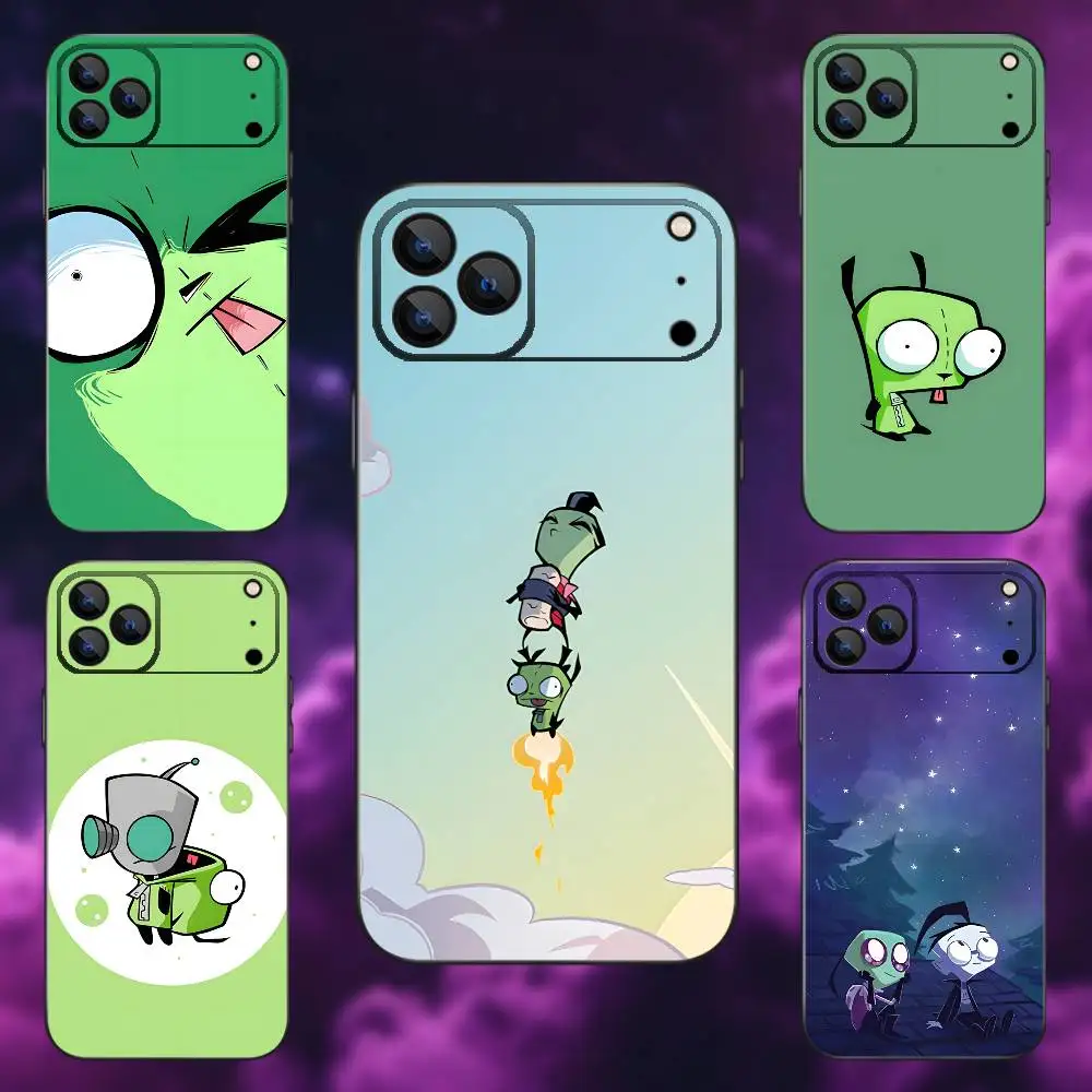 

Cartoon I-Invader-Z-Zim Phone Case For iPhone 17,16,15,14,13,12,Pro,Max,Plus,E,SE4,Air,Mini Black Soft Box