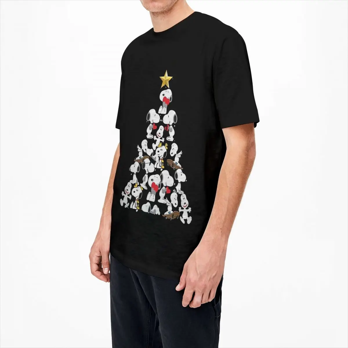 Christmas Snoopy Cartoon T Shirt Woodstock Peanuts Charlie Brown Cotton T Shirts Beach Round Neck Tees Hot Sale Oversize Tops