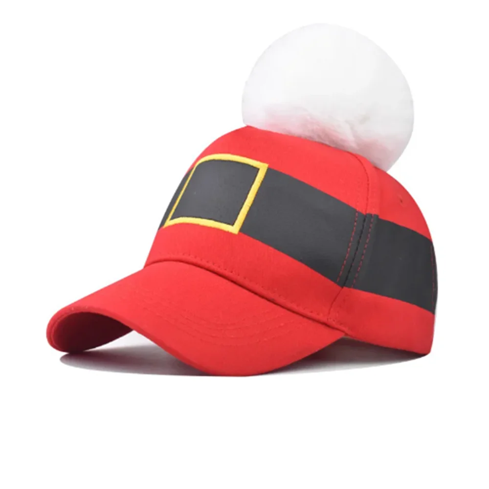 Weihnachts mütze Baseball mütze mit Haarball Pom Pom Hüte Outdoor Sport Snapback verstellbare Hüte für Männer Frauen Gorras