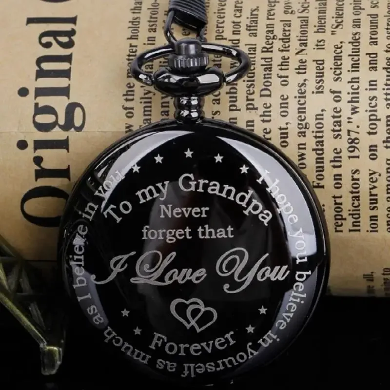 I LOVE YOU Steampunk 맞춤형 "To my Grandpa" 석영 회중 시계 체인 시계 생일 선물 펜던트 목걸이에 대한 할아버지 선물
